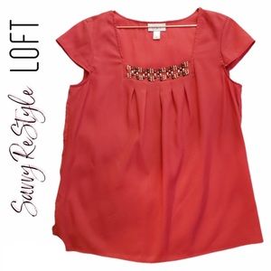 Loft | Beaded Sheer Top Size Medium